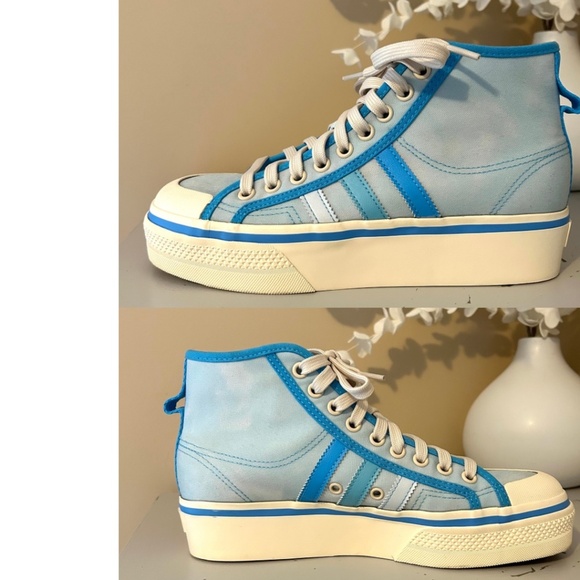 LikeNew! adidas Parley Nizza Platform Mid  Almost Blue Sneakers Women's Size 8.5 - Picture 8 of 15